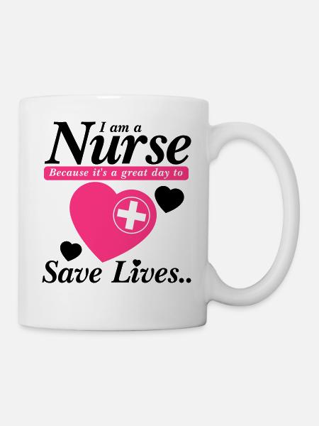 Infirmière sauver des vies noir rose - Mug blanc - blanc
