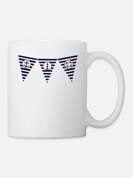 maritim, Meer, Leuchtturm, Flagge, wimpel - Tasse - Weiß