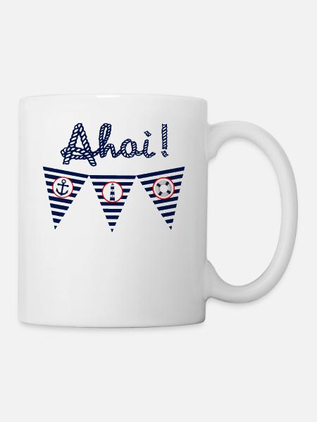 Ahoi, Meer, maritim, Flagge - Tasse - Weiß