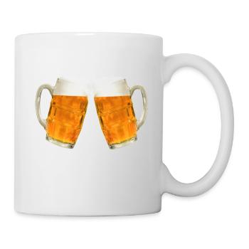 Two glasses full of beer and foam - Mug - white - Right