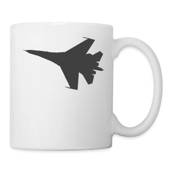 chasseur à réaction militaire avion Jet Silhouette - Mug blanc - blanc - Droite