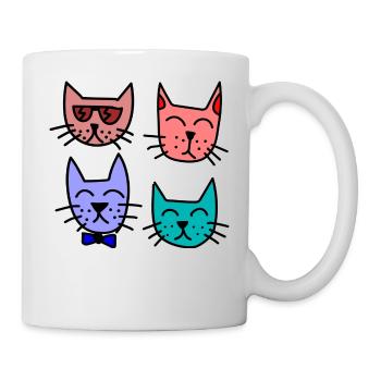 Bunte Katzen - Tasse - Weiß - Rechts