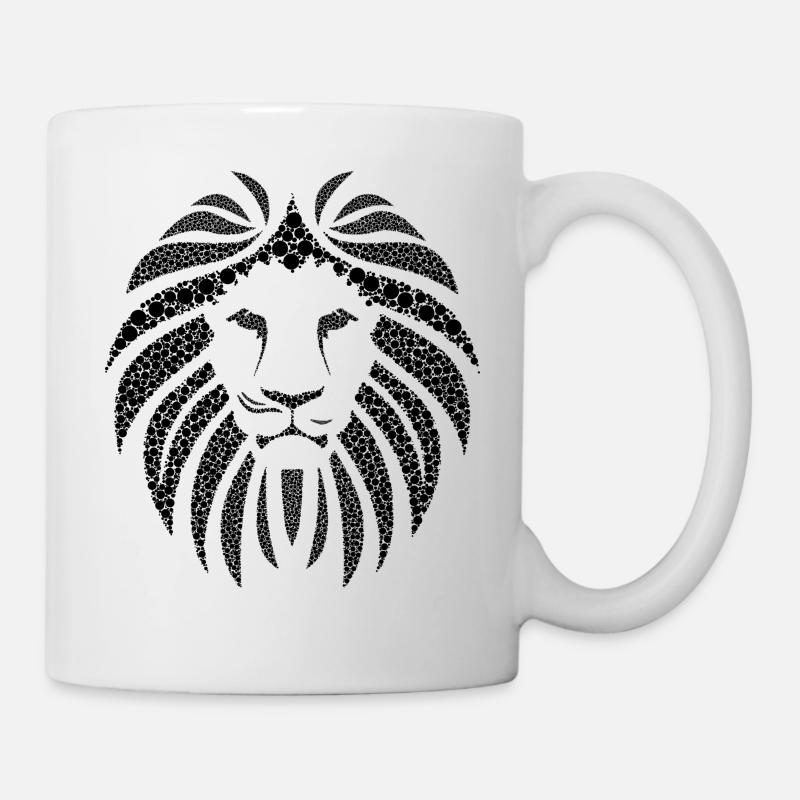 tête de lion lion comme une idée de tatouage et de cadeaux - Mug blanc - blanc