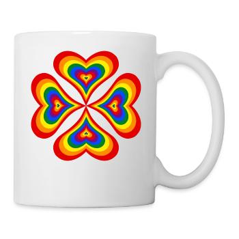 Blume aus Regenbogenherzen (LGBT) - Tasse - Weiß - Rechts