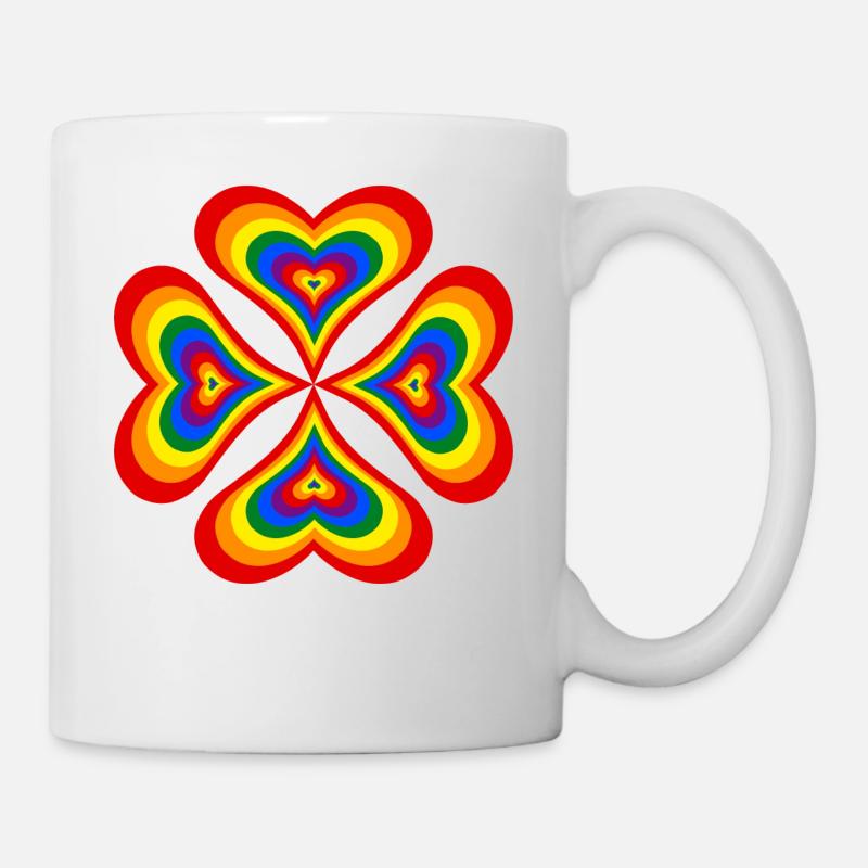Fleur de coeurs arc-en-ciel (LGBT) - Mug blanc - blanc