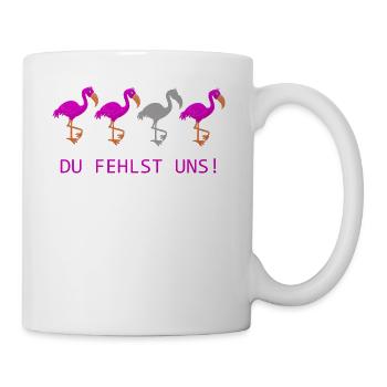 Du fehlst uns süße Flamingos - Tasse - Weiß - Rechts
