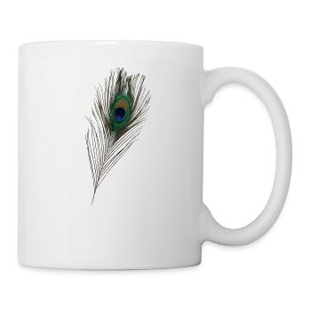 Pfauenfeder, Pfau,Vogel - Tasse - Weiß - Rechts