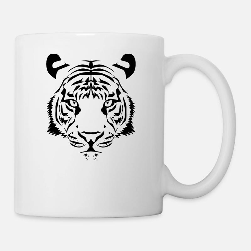 tête de tigre blanc noir - Mug blanc - blanc