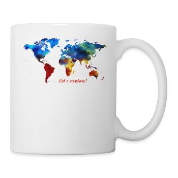 Lets explore! Weltkarte - Tasse - Weiß - Rechts