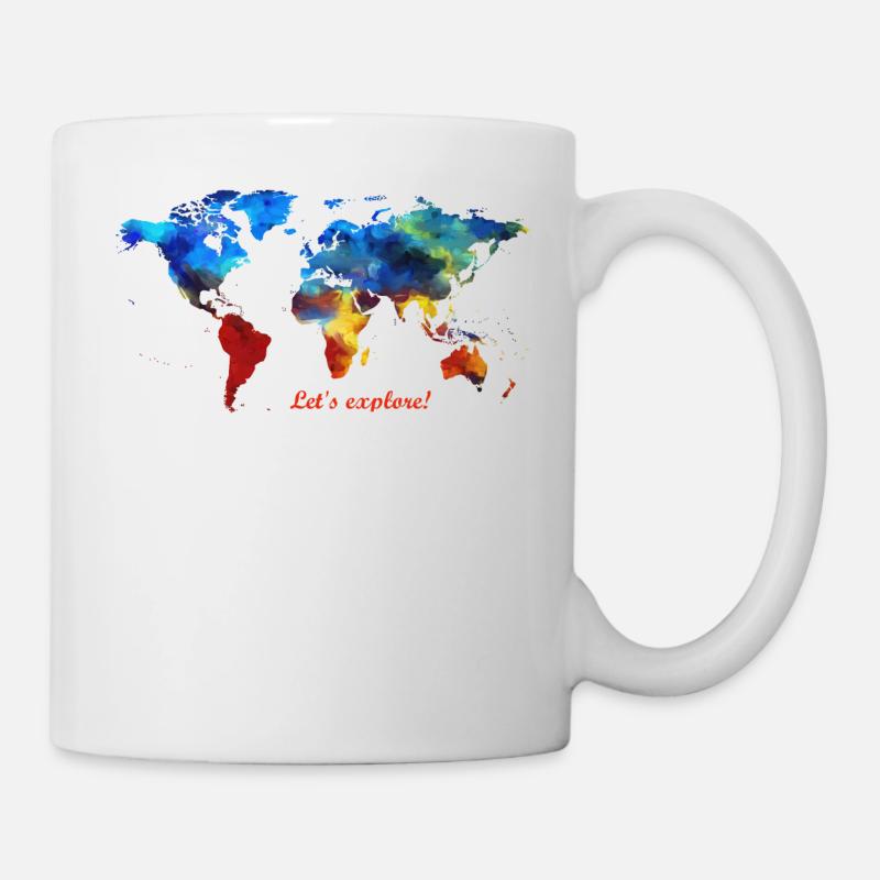 Lets explore! Weltkarte - Tasse - Weiß