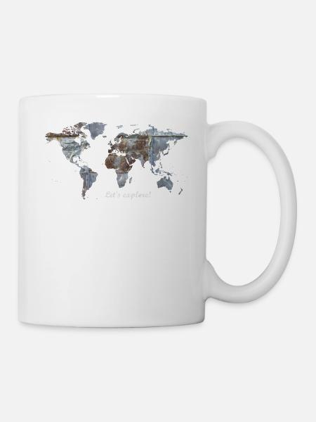 Weltkarte - Let's explore! - Tasse - Weiß