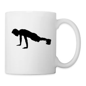 fitness push-up man workout silhouette - Mug - white - Right