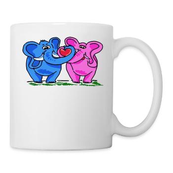 éléphants amoureux - Mug blanc - blanc - Droite