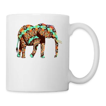 Indischer Elefant Mandala Muster - Tasse - Weiß - Rechts