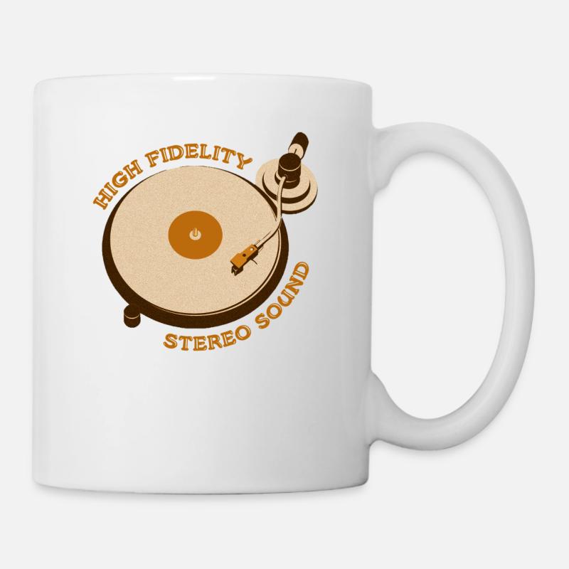 Turntable Vinyl Record DJ Retro Vintage - Mug - white