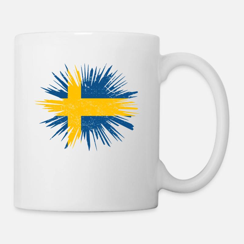 Geschenk Splatter Land Roots Schweden - Tasse - Weiß