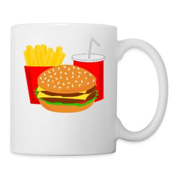 Burger Menü Fast Food Cola Geschenk Geschenkidee - Tasse - Weiß - Rechts