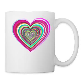 buntes Herz mit 3D-Effekt - Tasse - Weiß - Rechts
