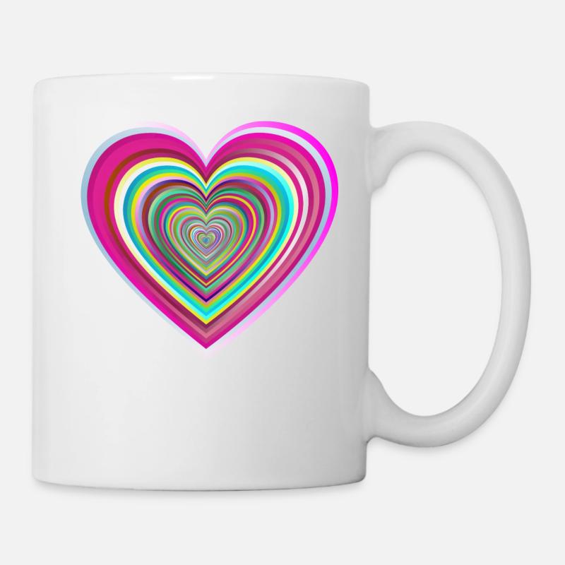 Coeur coloré avec effet 3D - Mug blanc - blanc