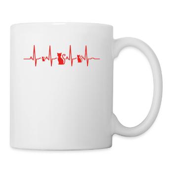 Heartbeat heart ekg evolution human cat gift - Mug - white - Right