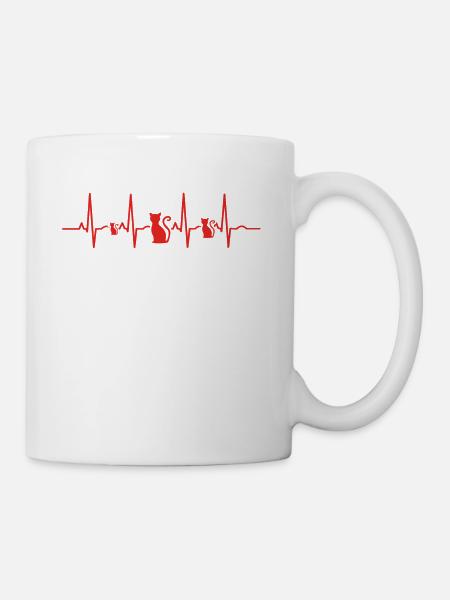 Herzschlag herz ekg evolution human katze geschenk - Tasse - Weiß