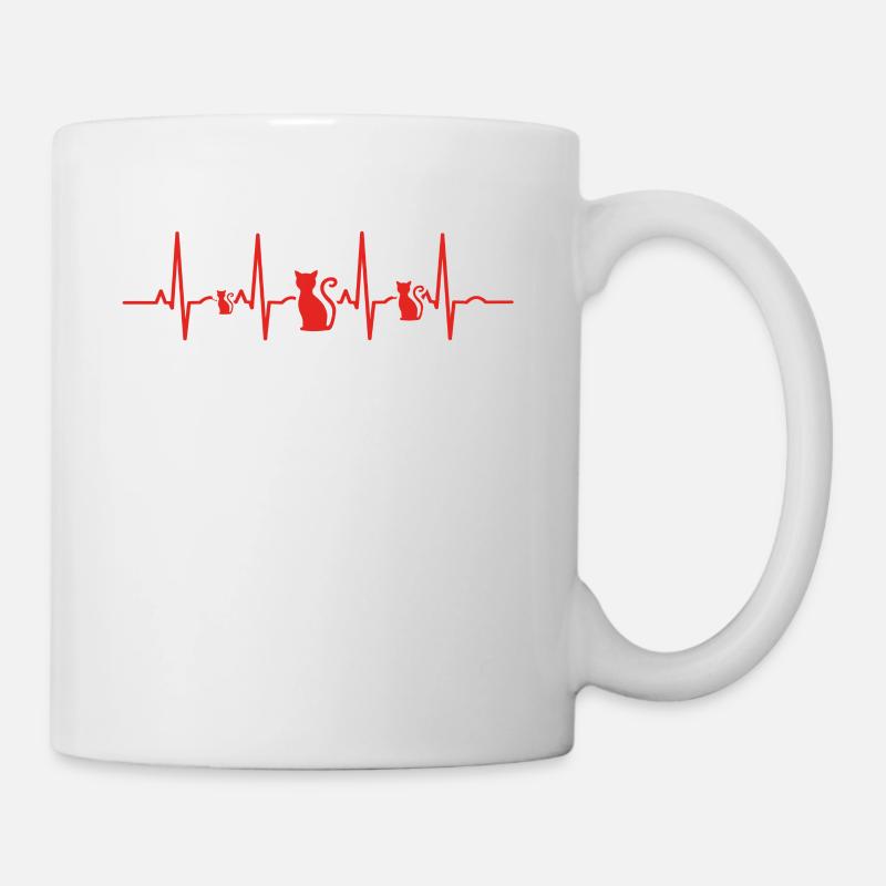 Herzschlag herz ekg evolution human katze geschenk - Tasse - Weiß