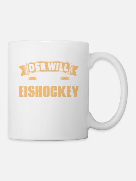 Der will nur Eishockey gucken - Tasse - Weiß