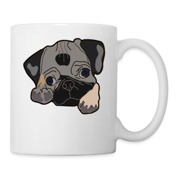 Mops Kopf Geschenk Idee - Tasse - Weiß - Rechts