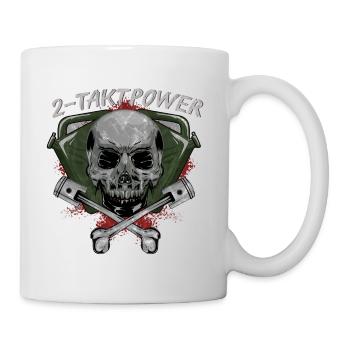 2 Takt Power Totenkopf Schädel Kolben - Tasse - Weiß - Rechts