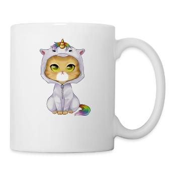 Caticorn - süße niedliche Katze in Einhorn Kostüm - Tasse - Weiß - Rechts