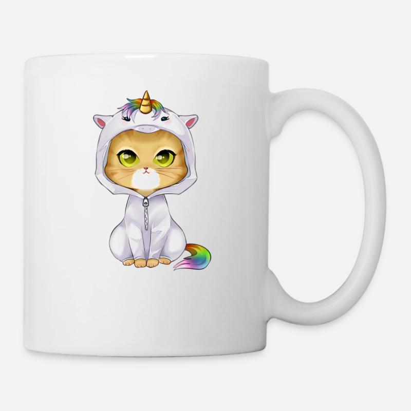 Caticorn - süße niedliche Katze in Einhorn Kostüm - Tasse - Weiß