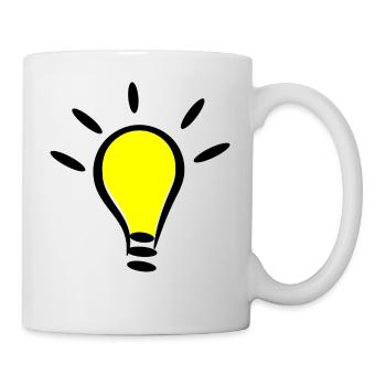 Glühbirne Licht an Idee Geschenk Idee - Tasse - Weiß - Rechts
