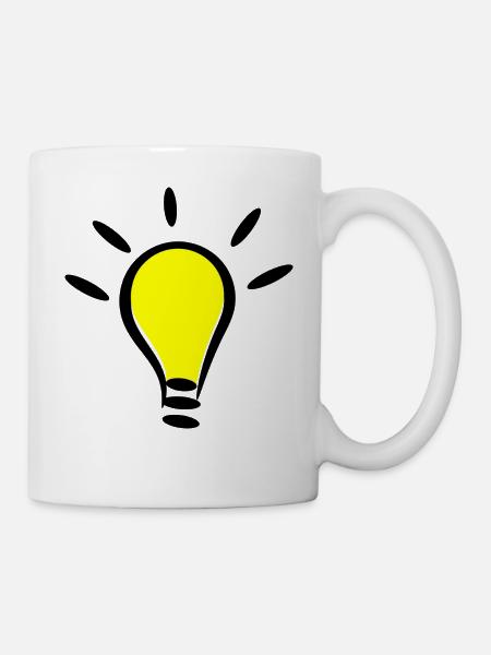 Glühbirne Licht an Idee Geschenk Idee - Tasse - Weiß