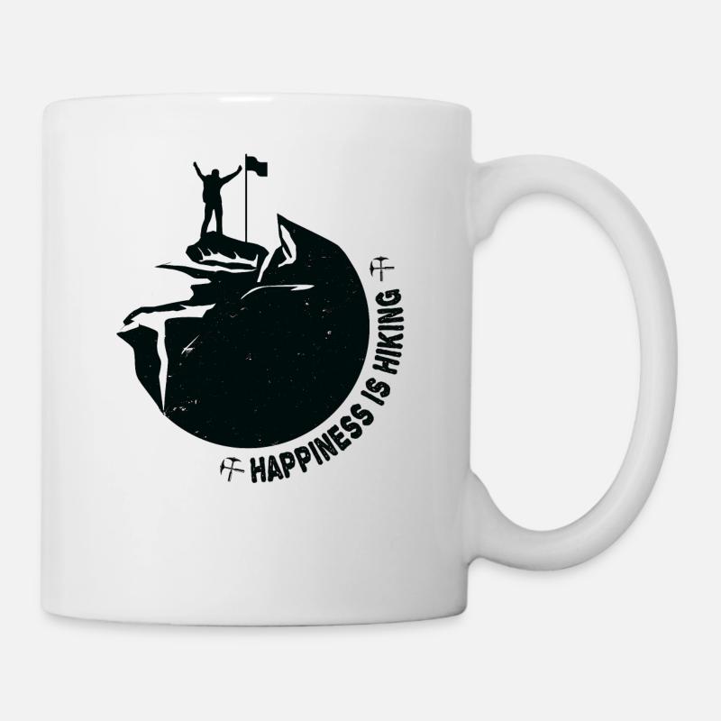 Happiness is HIKING Hiking Mountain Gift Mountains - Mug - white
