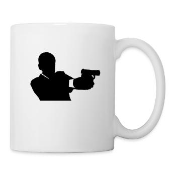 Mann mit Pistole Waffe Silhouette - Tasse - Weiß - Rechts