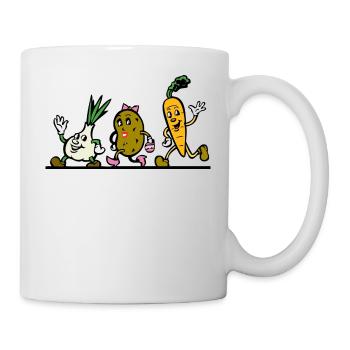 Gemüse Comicfiguren fröhlich - Tasse - Weiß - Rechts