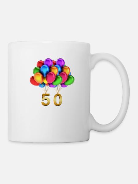 Idée cadeau ballons 50e anniversaire - Mug blanc - blanc