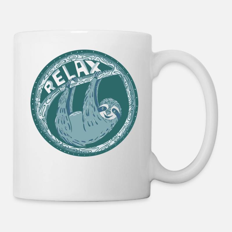 RELAX -- blaues Faultier - Tasse - Weiß