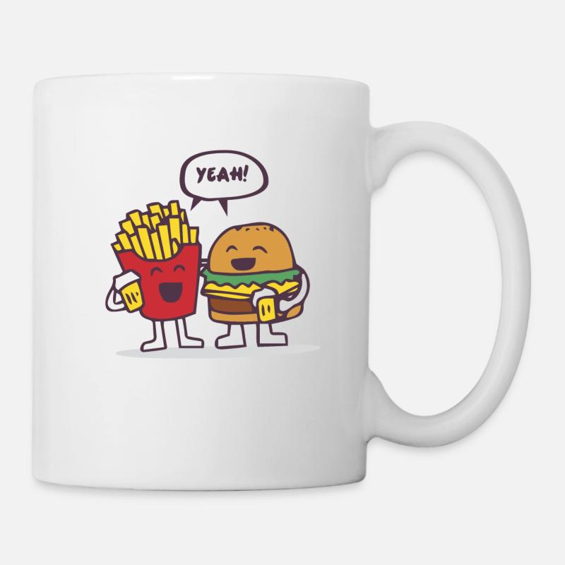 Burger und Pommes - beste Freunde Geschenk - Tasse - Weiß