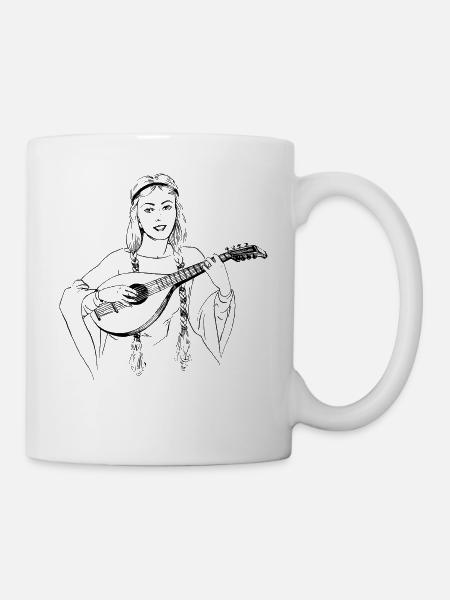 Woman playing lute - Tasse - Weiß