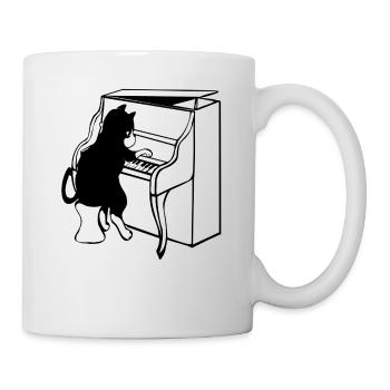 Cat piano music - Mug - white - Right