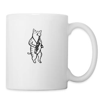 Katze Saxophone Musik - Tasse - Weiß - Rechts