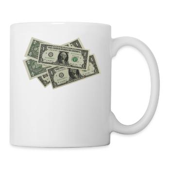 Geld - Dollar - Bargeld - Tasse - Weiß - Rechts