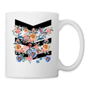Colorful flowers with black lines - Mug - white - Right