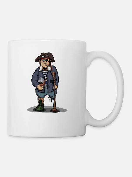 Pirate avec une jambe de bois idée cadeau eyepatch - Mug blanc - blanc