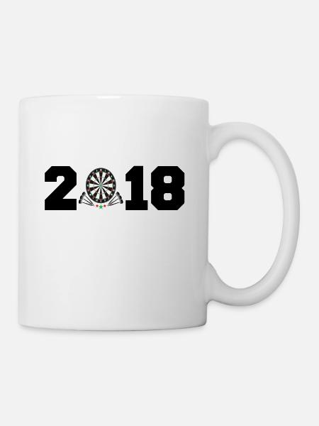 Geschenk 2018 Neujahr dart darts darter - Tasse - Weiß