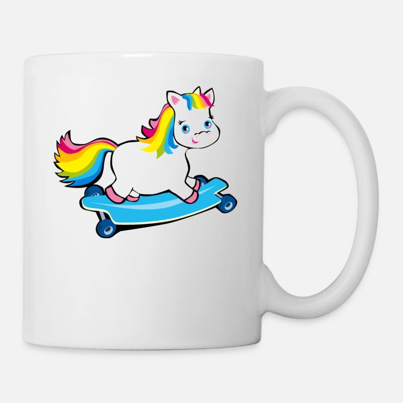 Licorne Pummel Longboard dans des couleurs arc-en- - Mug blanc - blanc