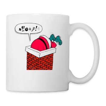 Weihnachtsmann im Schornstein lustig Weihnachten - Tasse - Weiß - Rechts