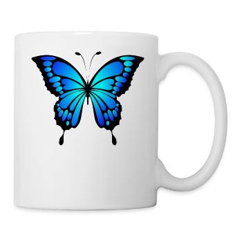 Blauer Schmetterling Geschenk idee - Tasse - Weiß - Rechts