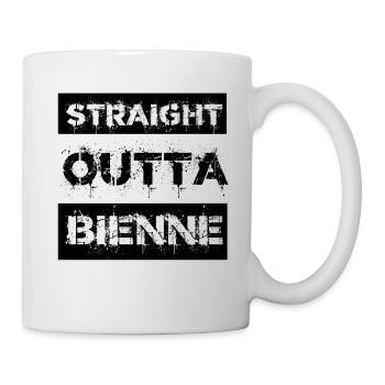 Straight Outta Bienne Schweiz Geschenk Stadt - Tasse - Weiß - Rechts